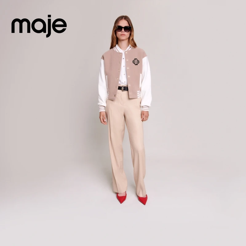 暖系穿搭|Maje早秋法式时尚宽松高腰直筒西装裤长裤MFPPA00533