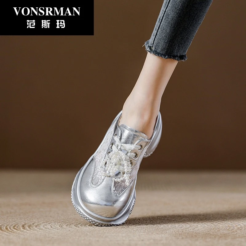 增高包头网纱半拖鞋女夏季2025新款女鞋厚底运动银色凉拖外穿百搭