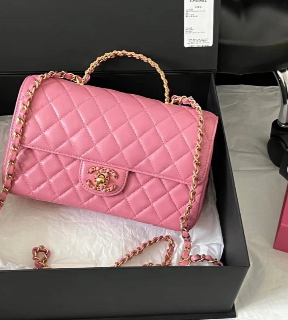 99新 Chanel/香奈儿 多多奢品/香奈儿24c粉钻手柄cf斜挎包/99新