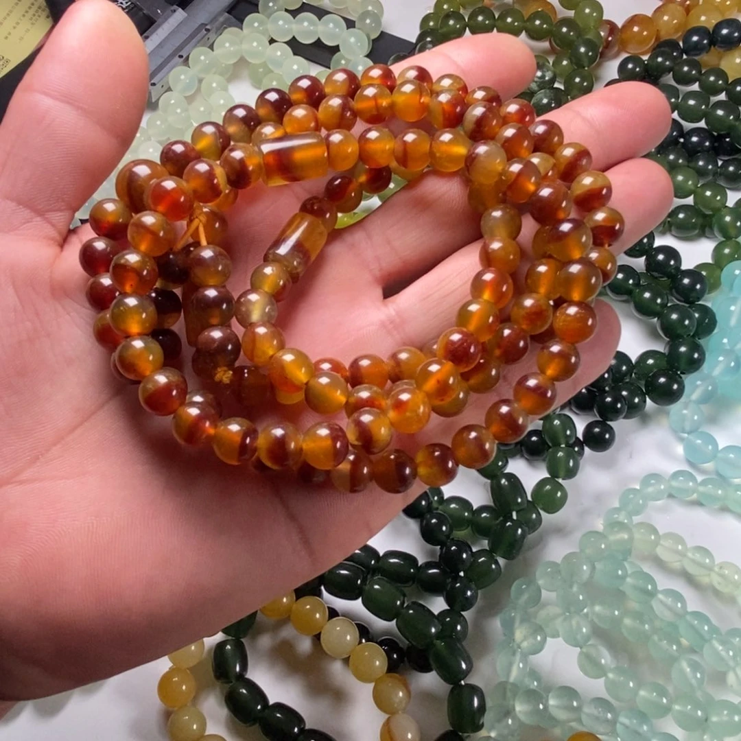 蛇纹石玉未镶嵌手链花玉血管卡8毛衣链