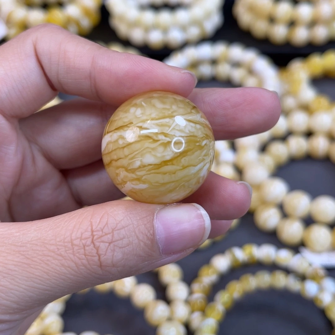 乱***”蜜蜡未镶嵌手串28.5mm千层雪珠子
