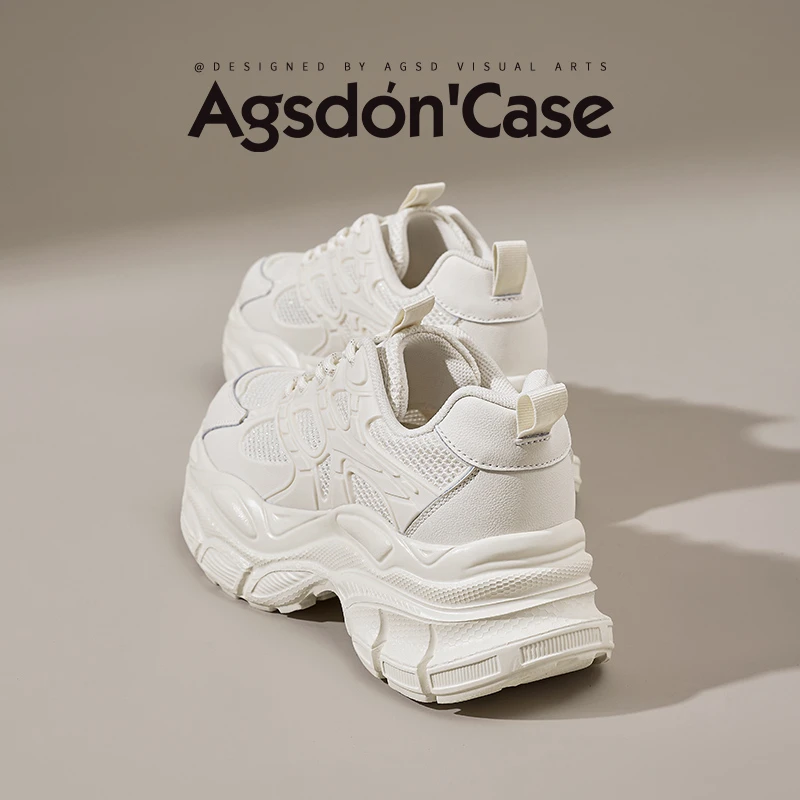 奥古狮登老爹鞋女款2025新款春秋厚底增高运动鞋时尚百搭小白鞋