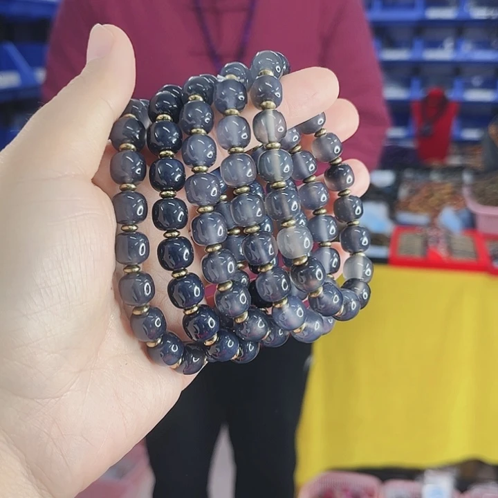 玛瑙手链未镶嵌T5天空蓝手串发其一