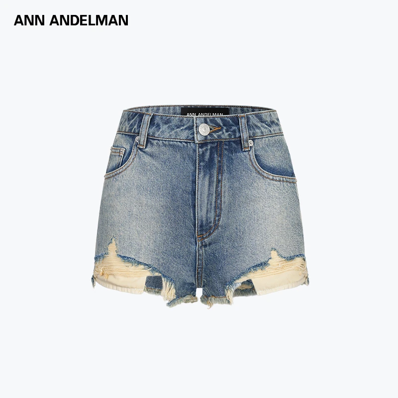 ANN ANDELMAN【商场同款新品】25春夏 新款百搭破坏毛边牛仔短裤