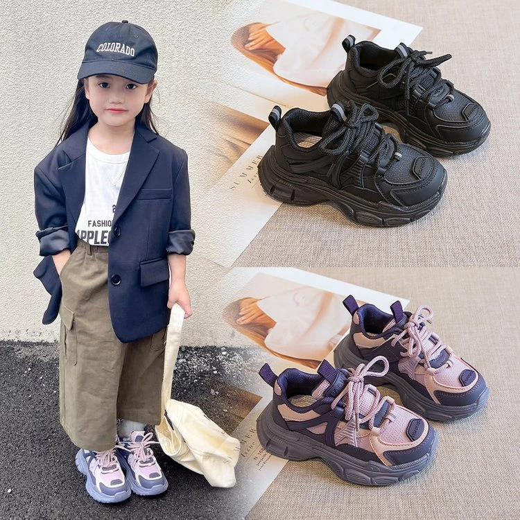 ABC男女童鞋老爹鞋2025春秋新款儿童软底透气运动鞋中大童跑步鞋