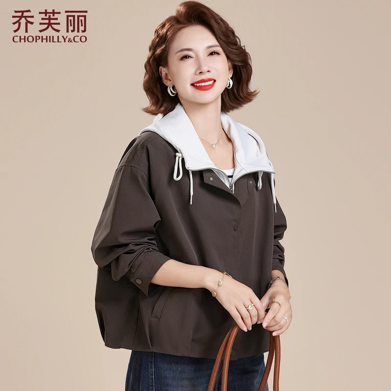 中年妈妈春秋外套洋气休闲上衣2025新款中老年女春秋大码宽松夹克