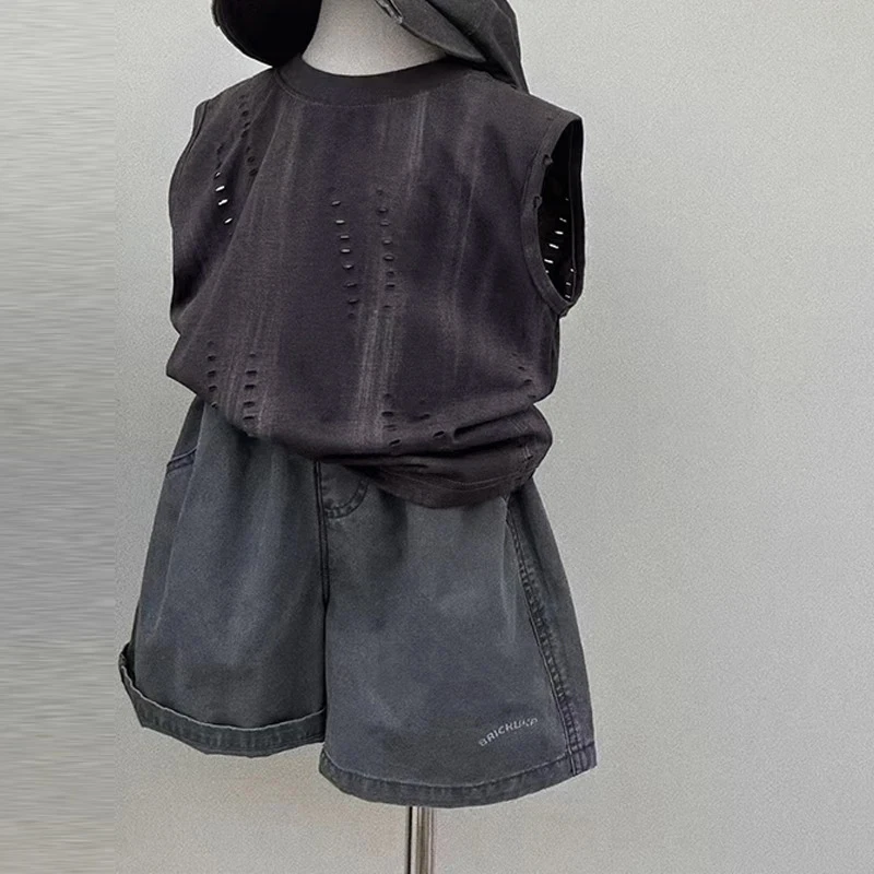 韩版童装男童套装儿童2025夏装洋气背心t恤宝宝酷帅宽松休闲短裤