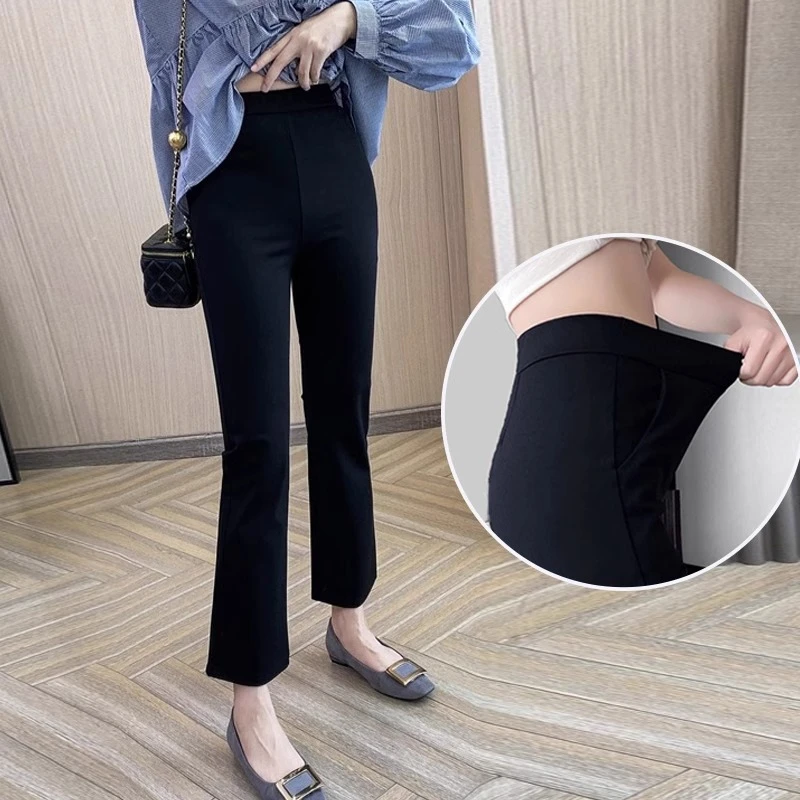 穿出小蛮腰~高腰喇叭裤女2025新女裤显瘦垂感修身九分微喇西装裤