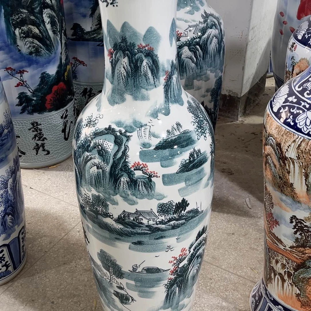 微***天陶景德镇落地大花瓶高度1.4左右一个