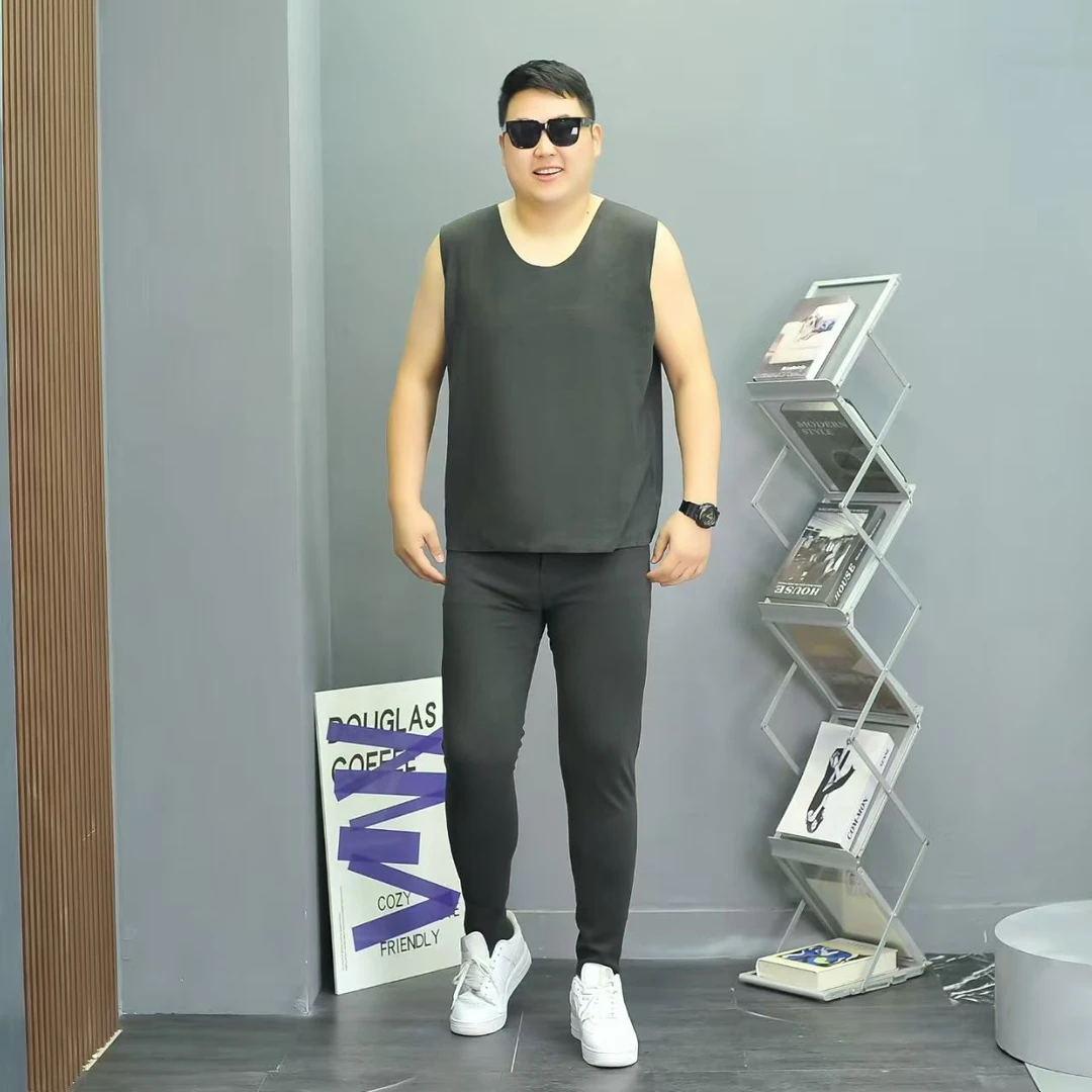 男士大码内穿时尚保暖透气弹力德绒休闲男无痕无袖背心打底套装JG