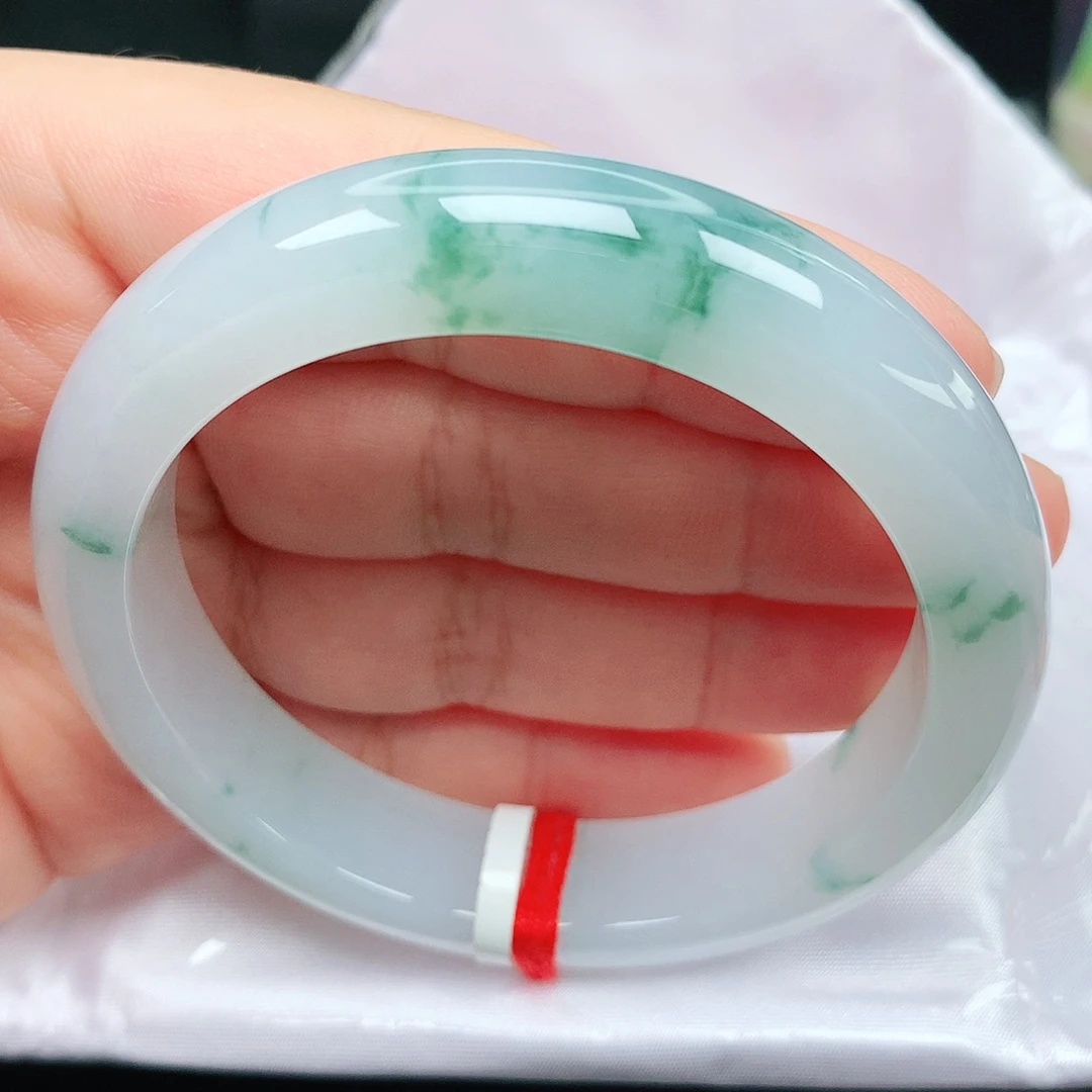 翡翠手镯未镶嵌15冰胶飘花超完美细腻