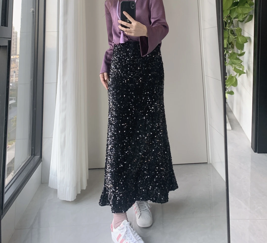 九月   爆闪鱼尾裙   新款新中式显瘦高腰百搭鱼尾裙裙长90