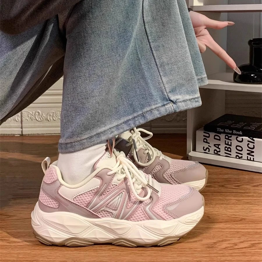 回力粉色老爹鞋女2025新款夏季情侣鞋厚底百搭运动鞋软底休闲鞋