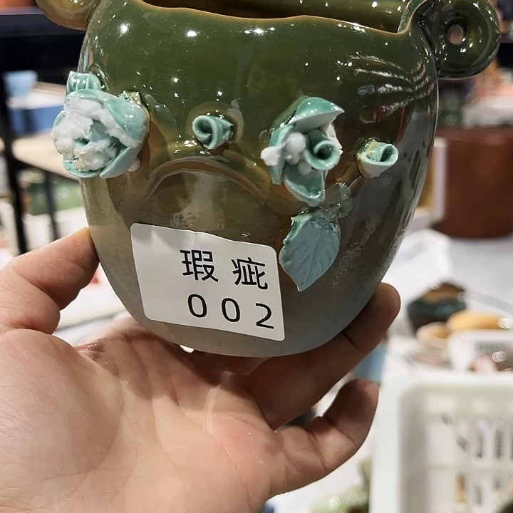 瓷片花盆多肉植物艺术品