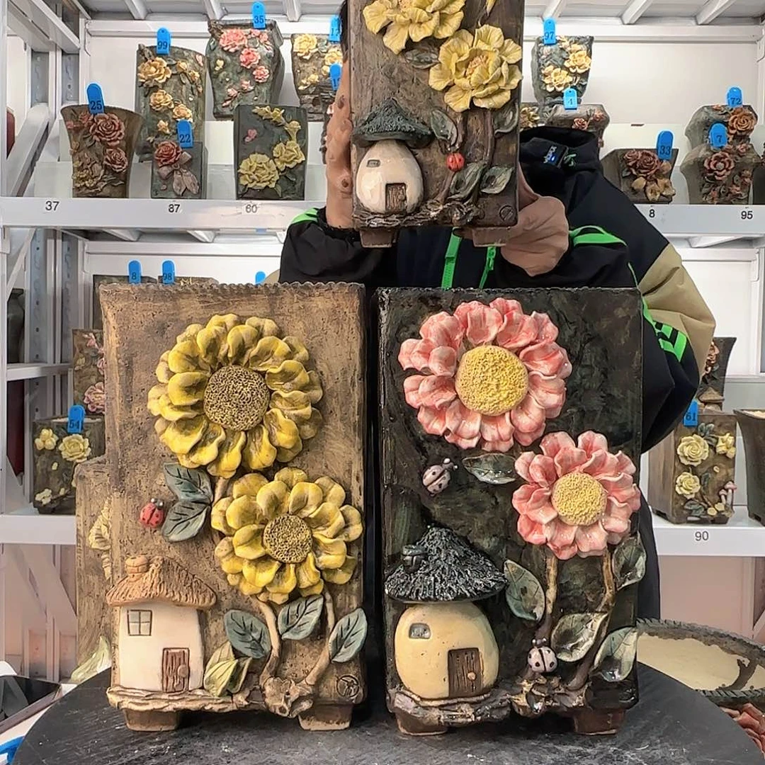 红陶彩***?青默花器花盆