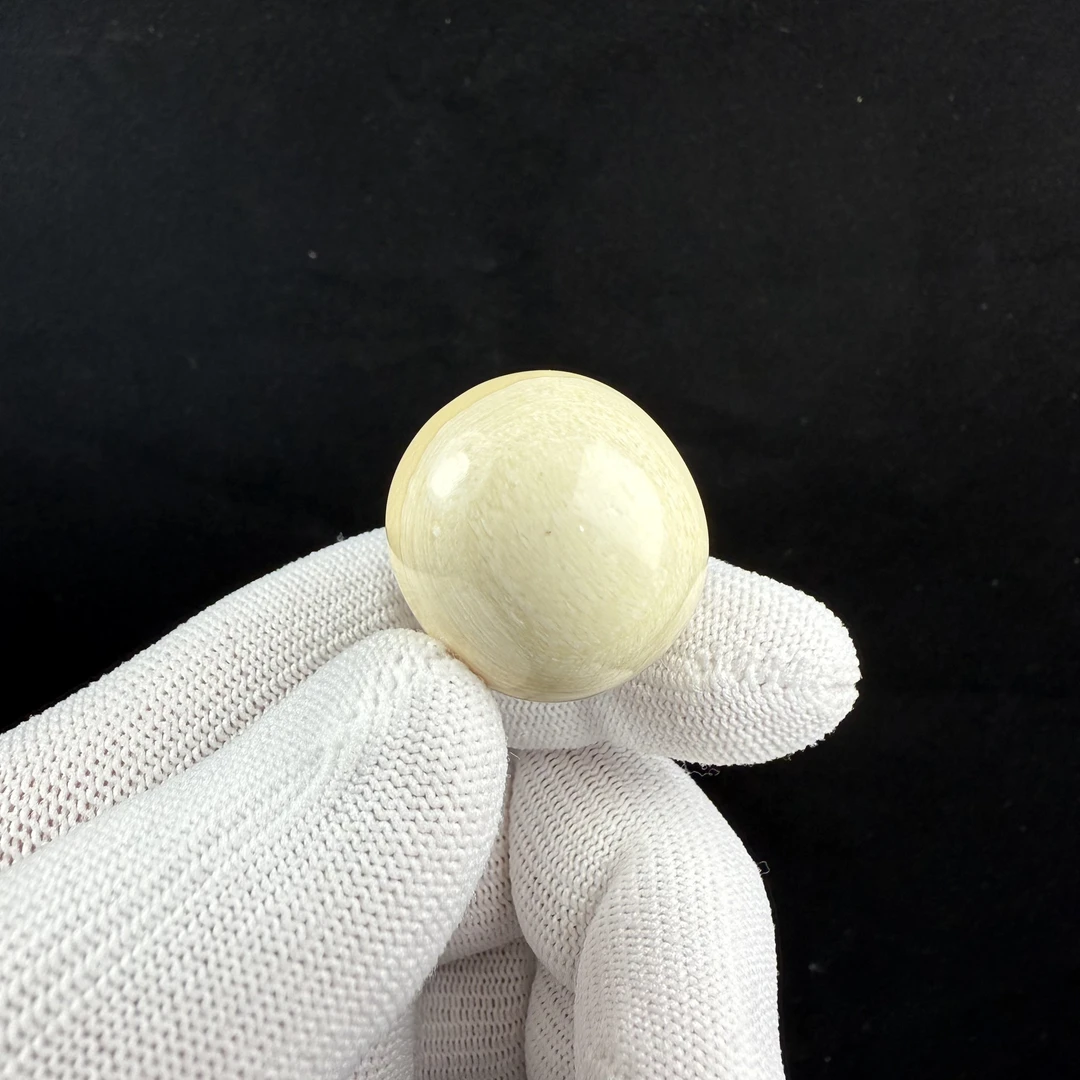 E4823天然猛犸牙圆珠26mm支持鉴定 假一罚四