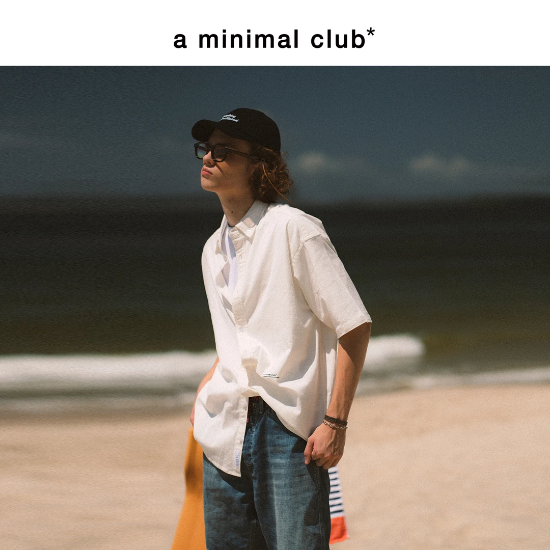 a minimal club极简翻领纯色夏季短袖港风衬衫休闲百搭AM55SH04