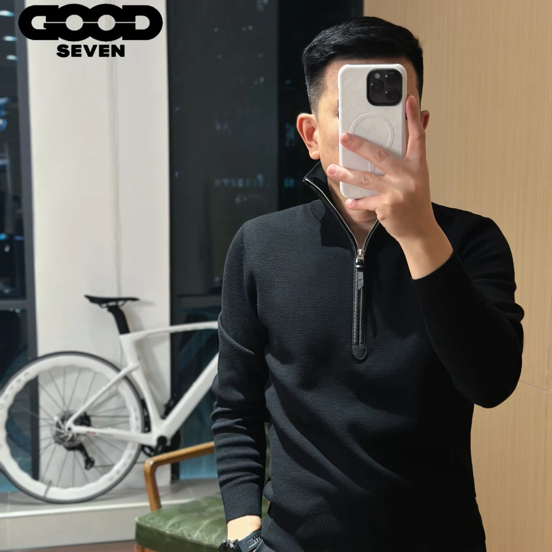 GOOD SEVEN【千景专属】盛夫高级定制立领皮镶边羊毛衫GG7-MY55008