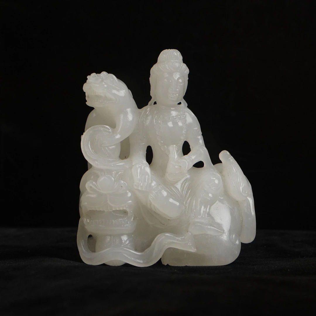 【清】白玉观音摆件(高8cm宽6.6cm重222g)QTY466