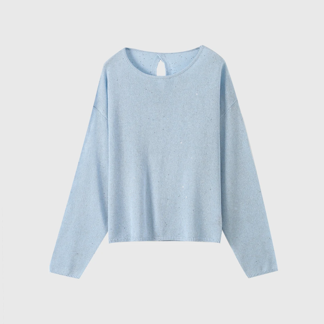 2025夏季新款珠片纱气质时尚针织套头衫