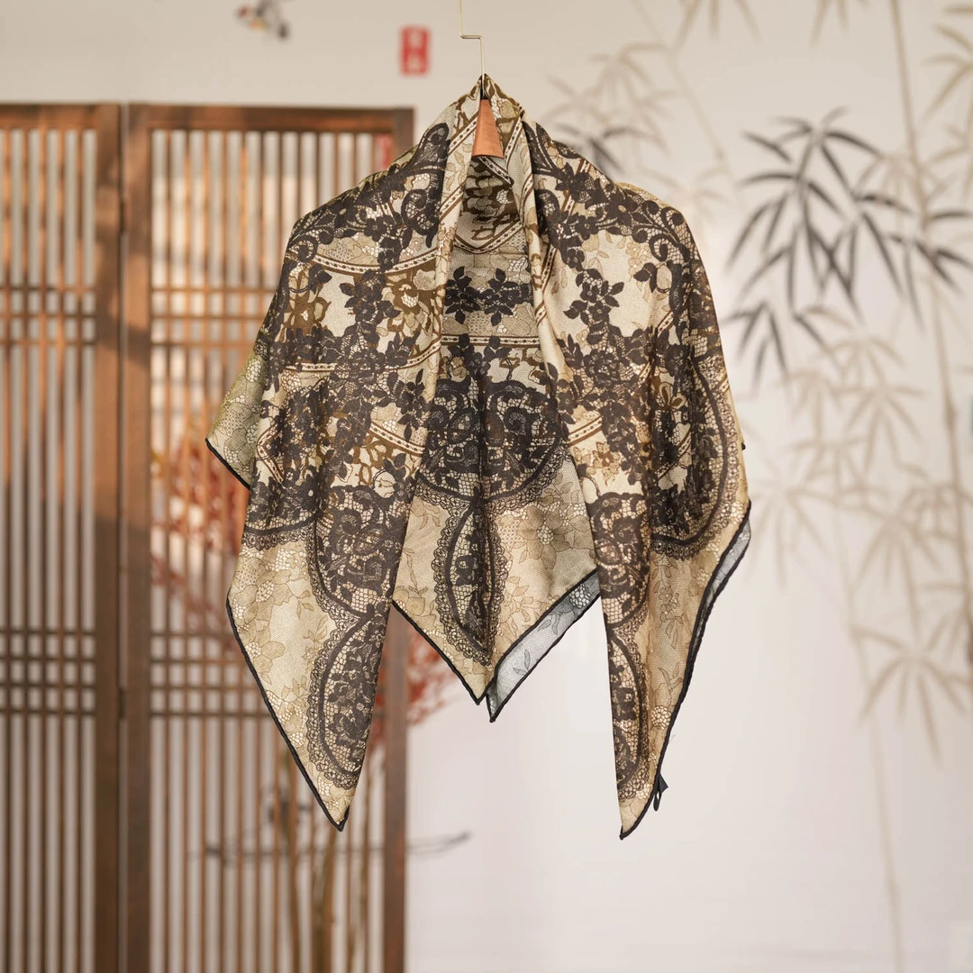 莨记【鎏金】新中式 桑蚕丝 时尚百搭女士复古多功能真丝丝巾 围巾