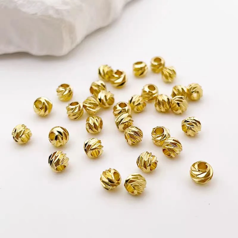 18K卡4mm车花隔珠配件DIY配饰【拍满10赠1】带证书