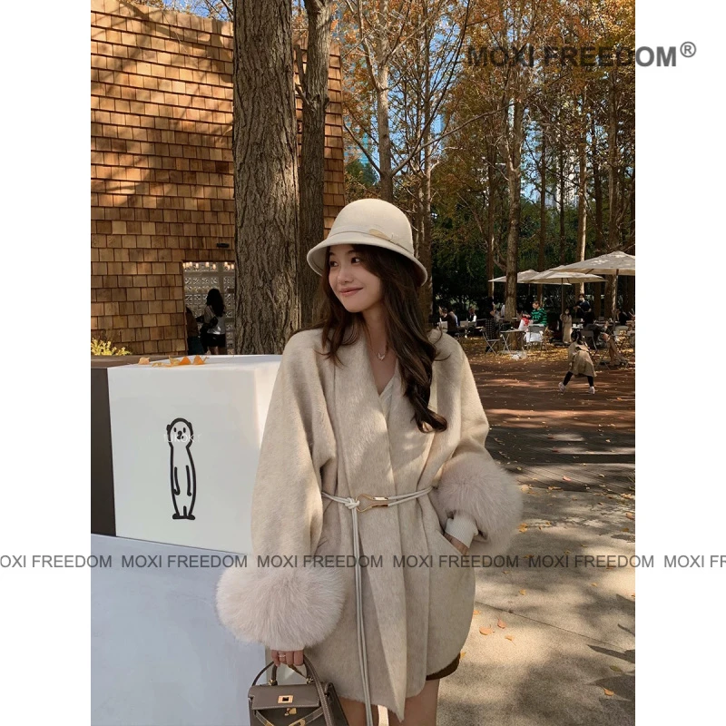 【馥郁佳人】A秋冬高级感小个子长毛双面呢大衣毛短款气质斗篷外套