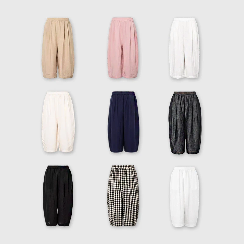 加大码女装胖MM2025夏百搭舒适显瘦萝卜气球八九分裤 多色多材质