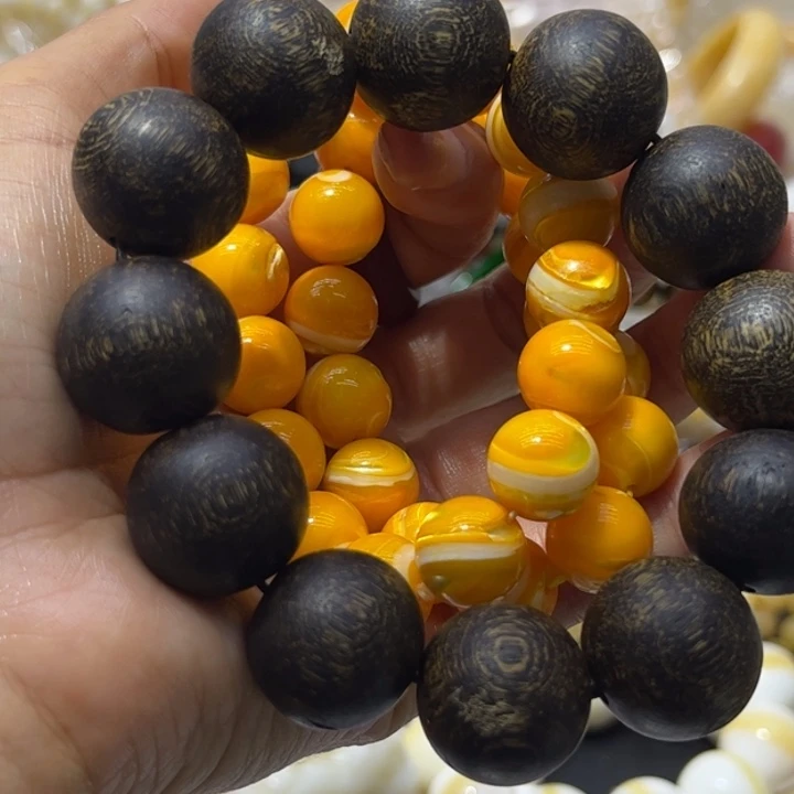 核桃手串/手链1.4金黄大白