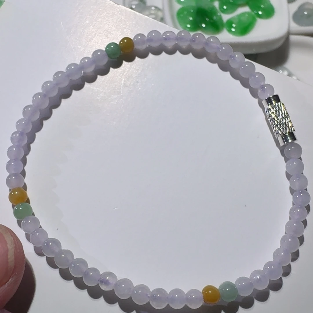牛***牛颈饰银S925镶嵌翡翠手串