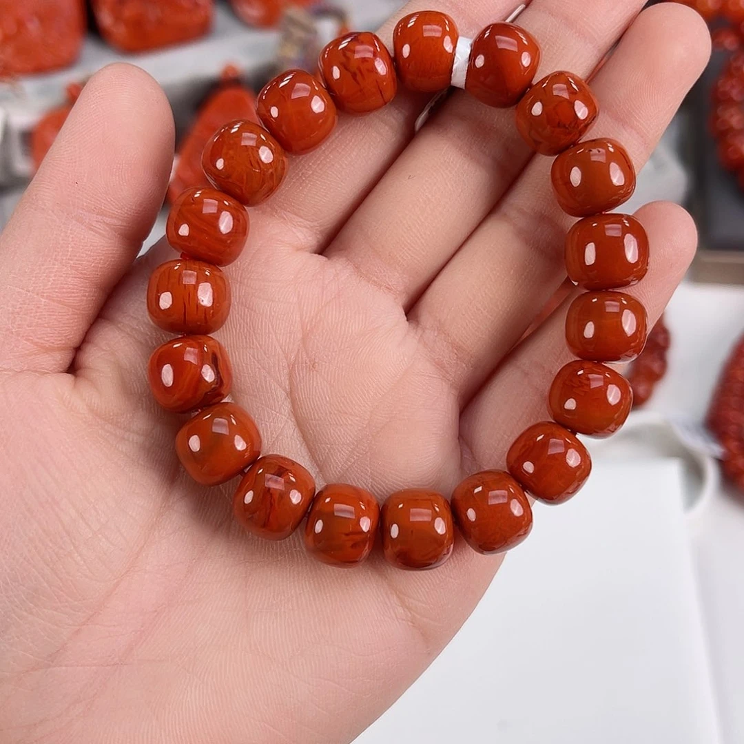 南红玛瑙川料柿子红老型单圈11未镶嵌