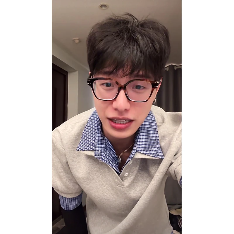 【斌子同款】假两件格纹POLO衫夏季男女同款高级学院风短袖衬衫T恤