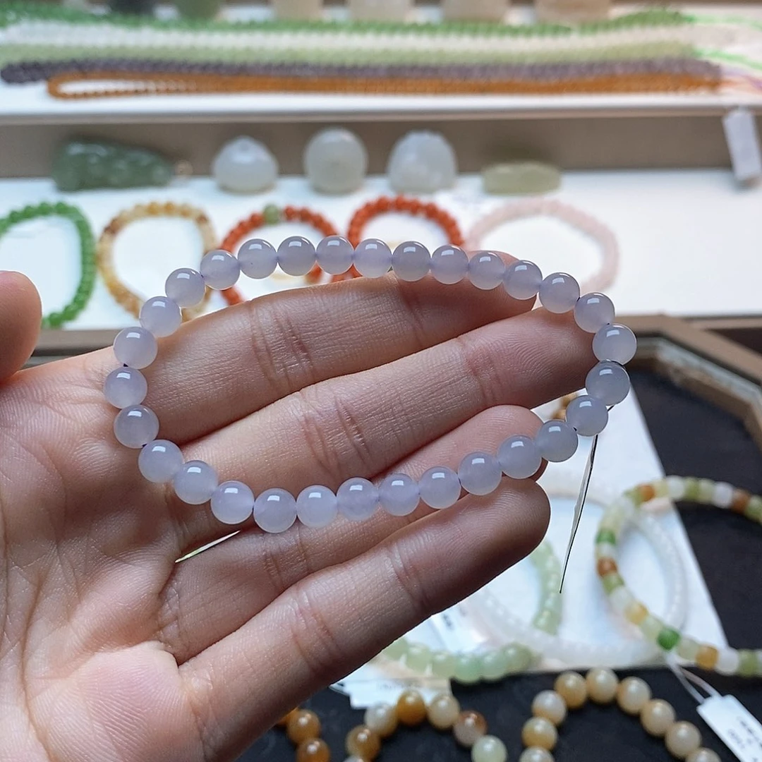 南红玛瑙手串未镶嵌冰烟紫卡六