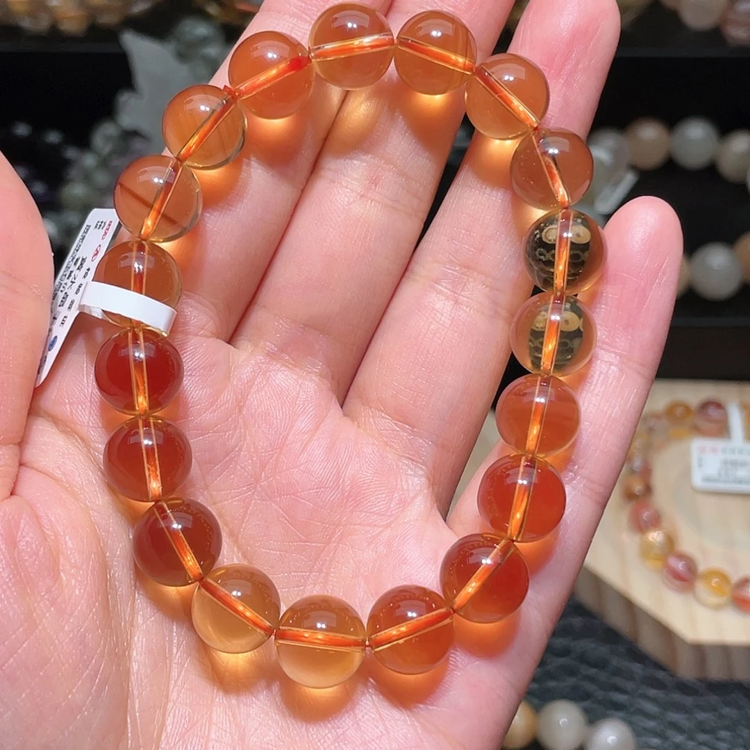 水晶手链未镶嵌印*黄水晶手链，晶体通透