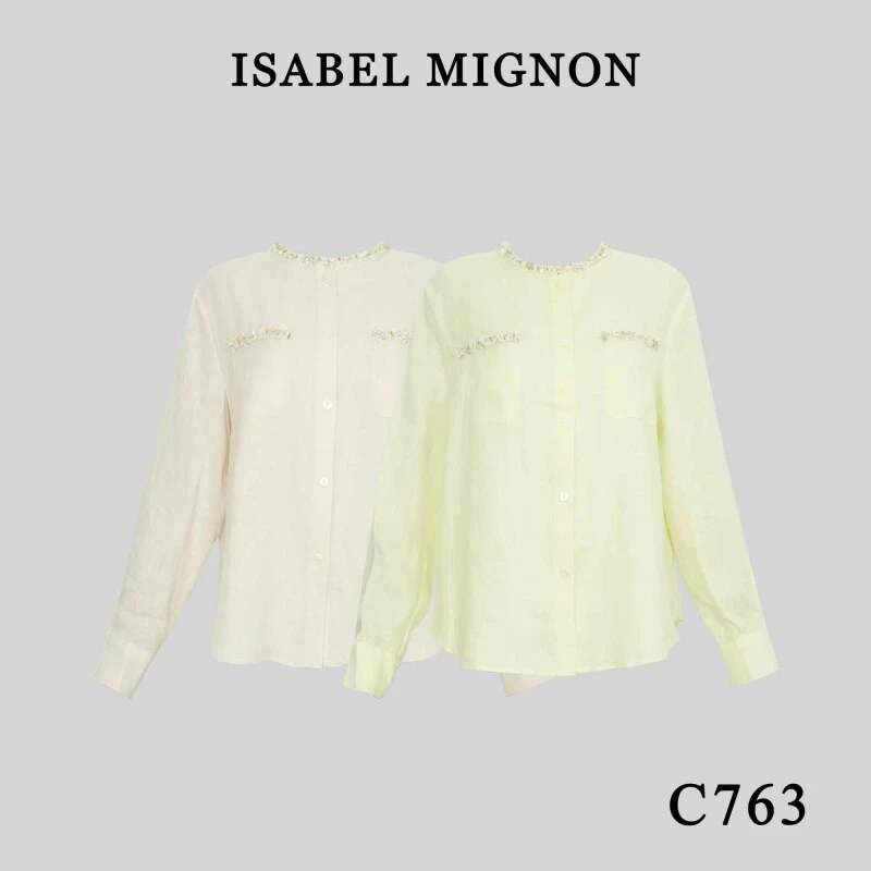 【艾臣-金金】亚麻新中式国风圆领显瘦衬衫C762