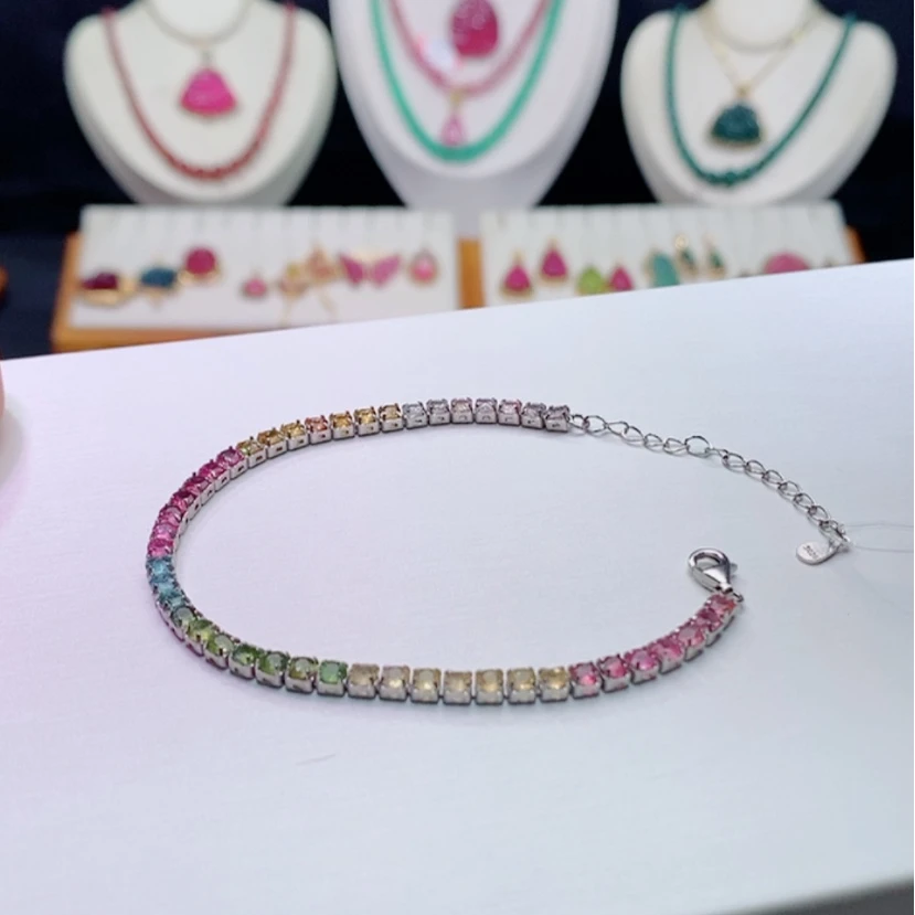 【闪购商品】碧玺碧玺m银S925镶嵌手链