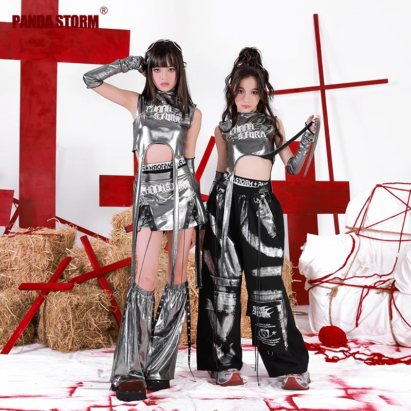 女童爵士舞jazz吊带背心长裤短裤套装儿童嘻哈街舞走秀表演出服夏