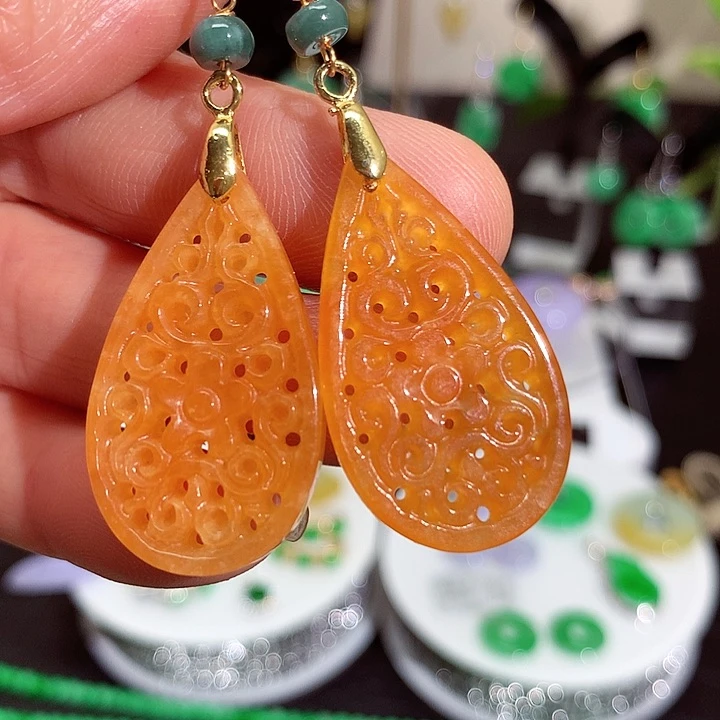 翡翠未镶嵌耳饰天然