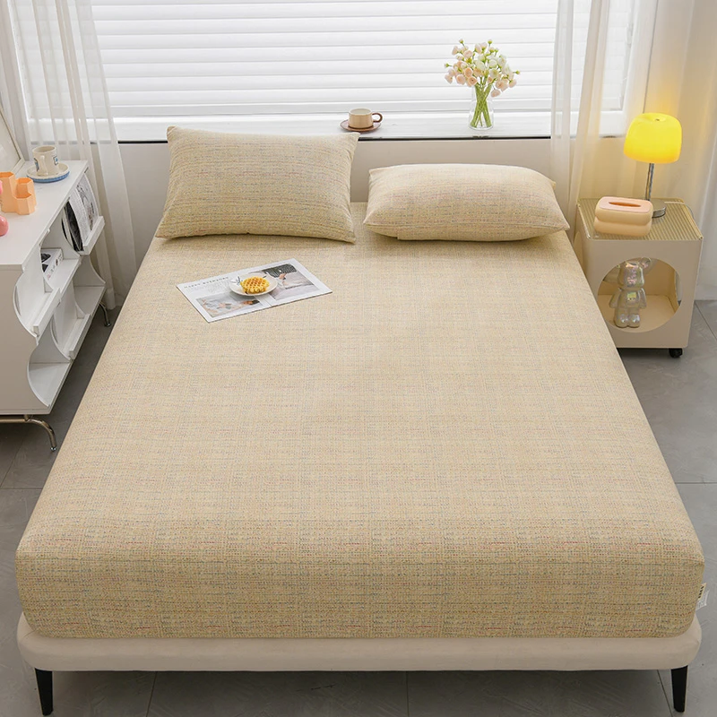 三倍加厚老粗布床笠家用床垫床罩双人床单榻榻米防尘套四季通用