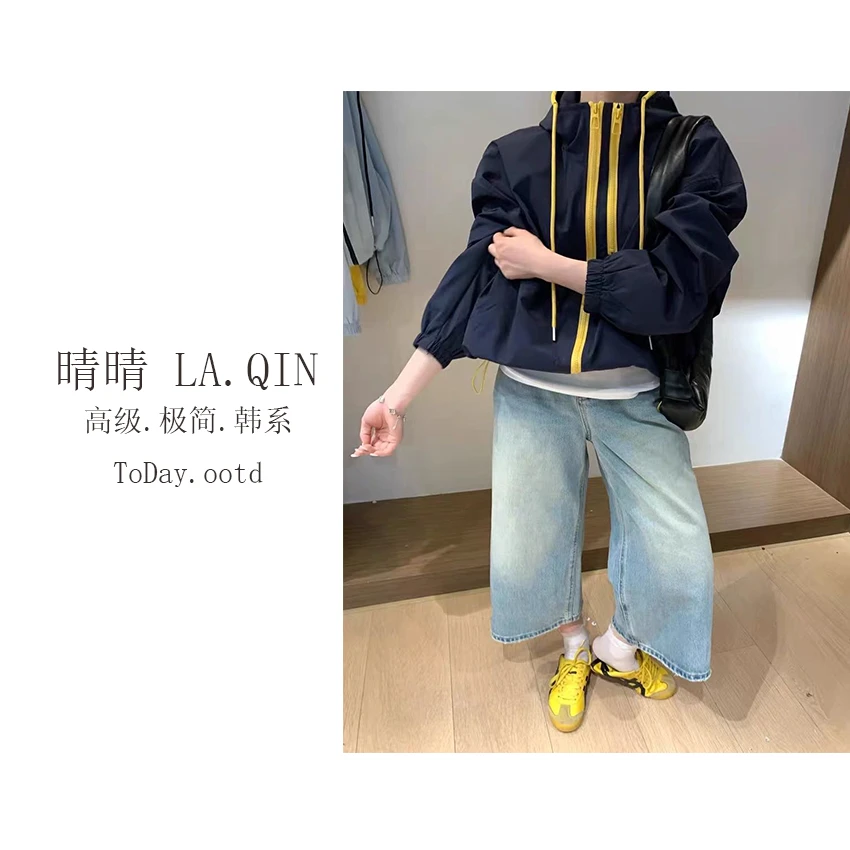 晴晴家-【酷飒穿搭】早春时尚潮流新款两拉链连帽外套5161