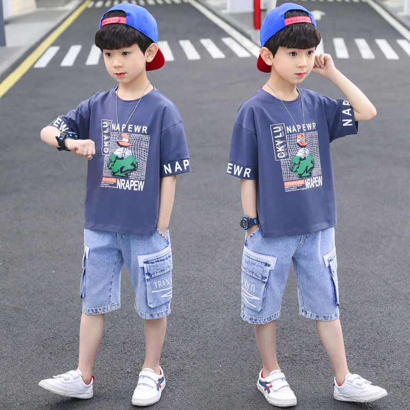 男童夏装短袖套装2025新款中大童儿童洋气男孩酷帅时髦炸街网红潮