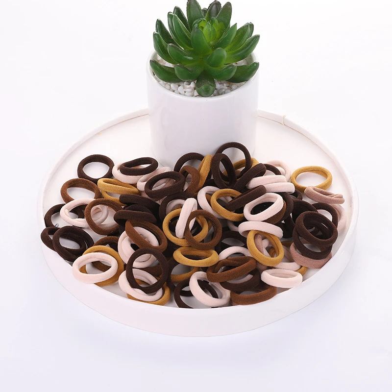 奶咖色成人高弹力发圈彩色儿童拇指发圈高弹力头绳不伤发缠发3319