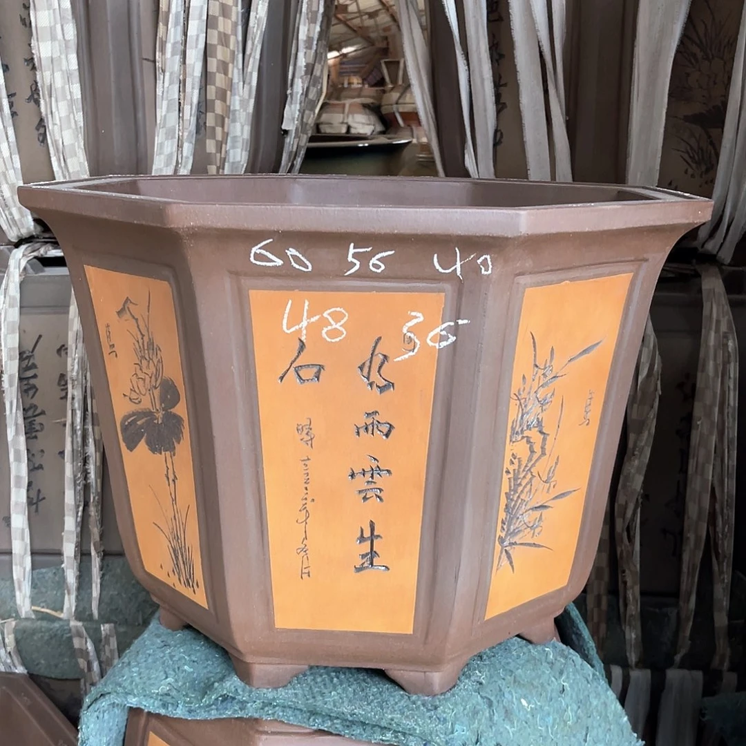 紫砂花盆八方一个