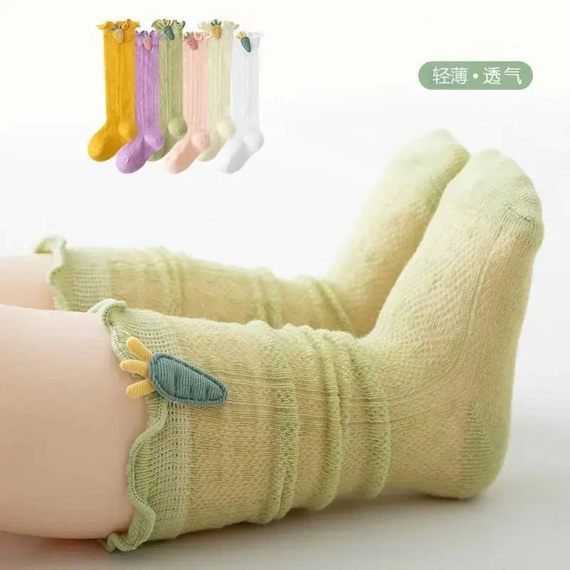 宝宝袜子夏季薄款网眼透气春秋款小孩子可爱风中筒松口袜轻薄吸汗