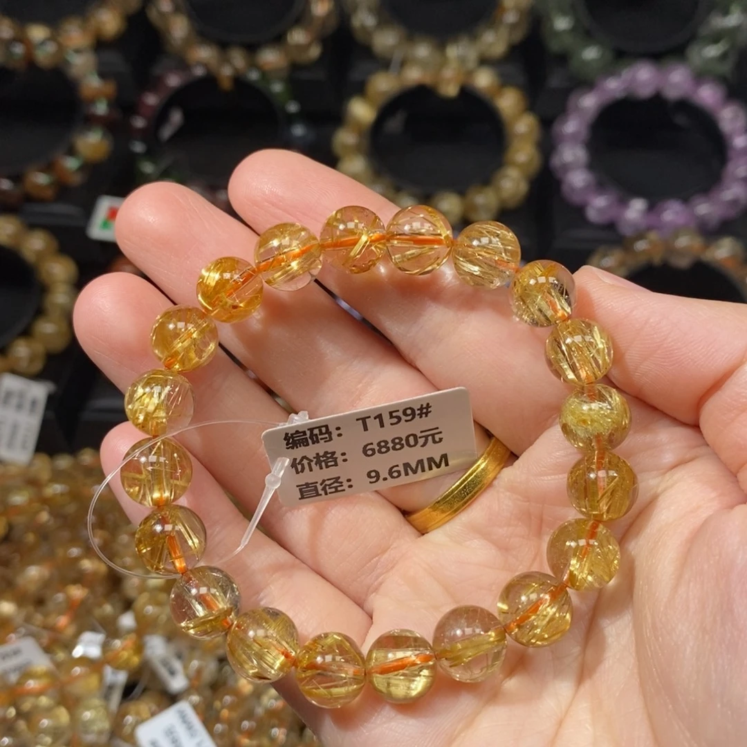 未镶嵌发晶手链T159#9.6mm