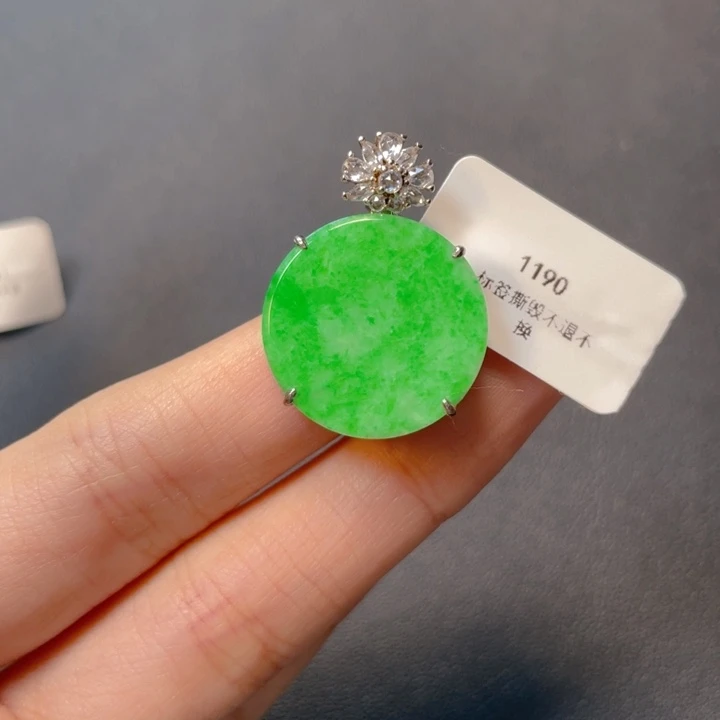 翡翠银S925镶嵌吊坠(不含链)
