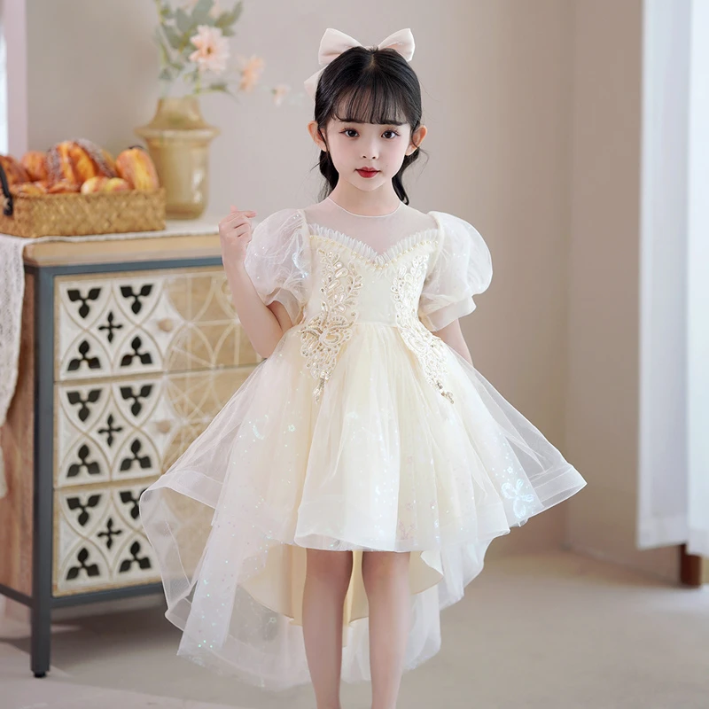花童主持人连衣裙儿童女童公主裙演出服蓬蓬纱婚纱走秀表演服