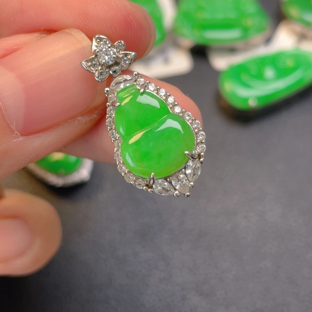 翡翠银S925镶嵌吊坠(不含链)