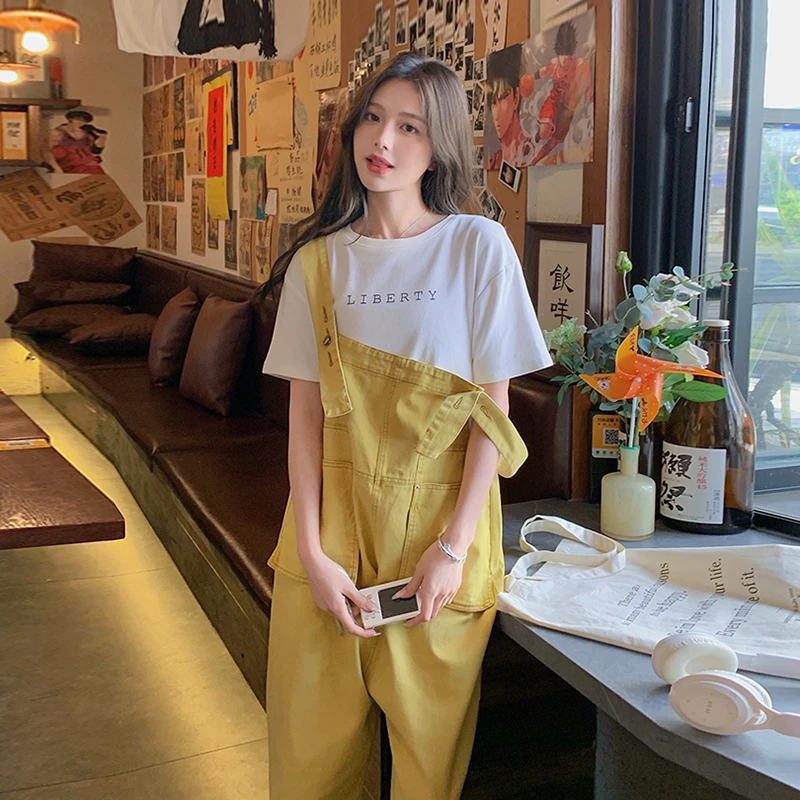 多巴胺背带裤女夏季2025新款小个子学院风韩版休闲减龄工装连体裤