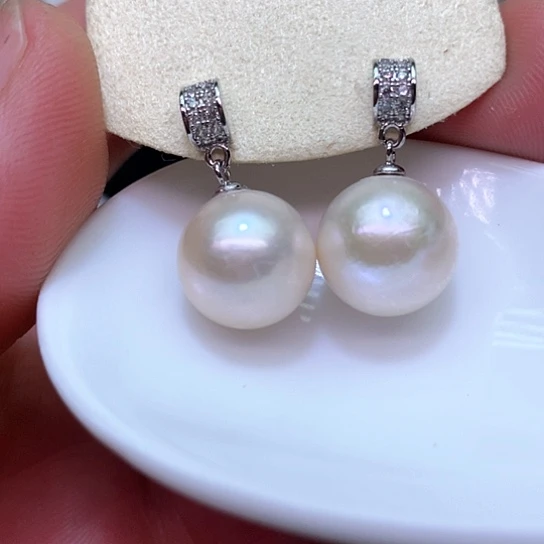 淡水珍珠耳饰银S925镶嵌